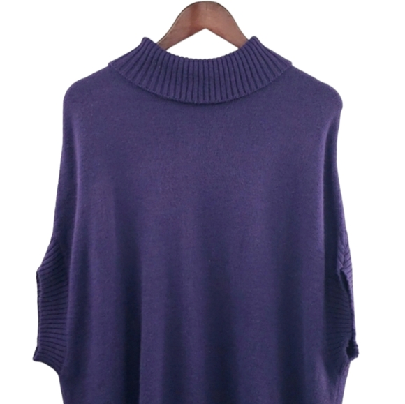 BCBGMAXAZRIA Royal Purple Ribbed Turtleneck Tunic Sweater - Picture 2 of 5